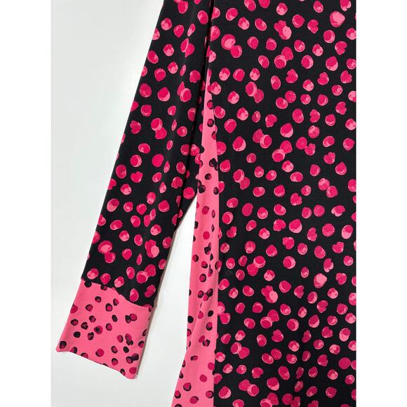 Susan Graver Printed Liquid Knit Tunic Top Long Sleeve V-Neck Red Pink Size 1X - Picture 4 of 13